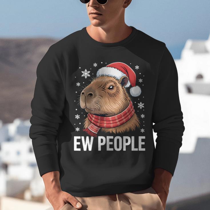 Ew People Capybara Christmas Introvert Holiday Humor Unisex Sweatshirt