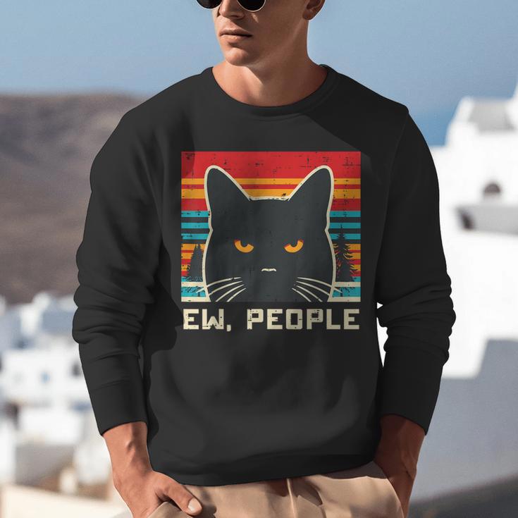 Ew People Cat Saying Introvert Women Men Kids Unisex Sweatshirt