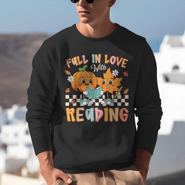 Fall In Love With Reading Thanksgiving Pumpkin Book Lover Unisex Sweatshirt
