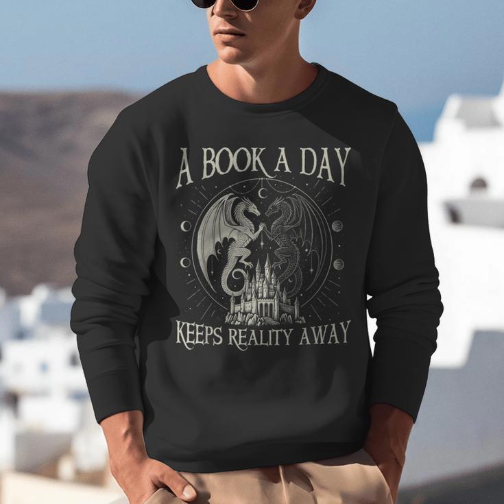 Fantasy Book Club Dragon Reader Book A Day Keep Reality Away Unisex Sweatshirt Fantasy Book Club Dragon Reader Book A Day Keep Reality Away Unisex Sweatshirt