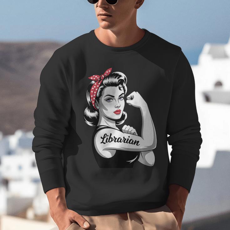 Female Librarian Rosie Riveter Book Guardian Woman Unisex Sweatshirt