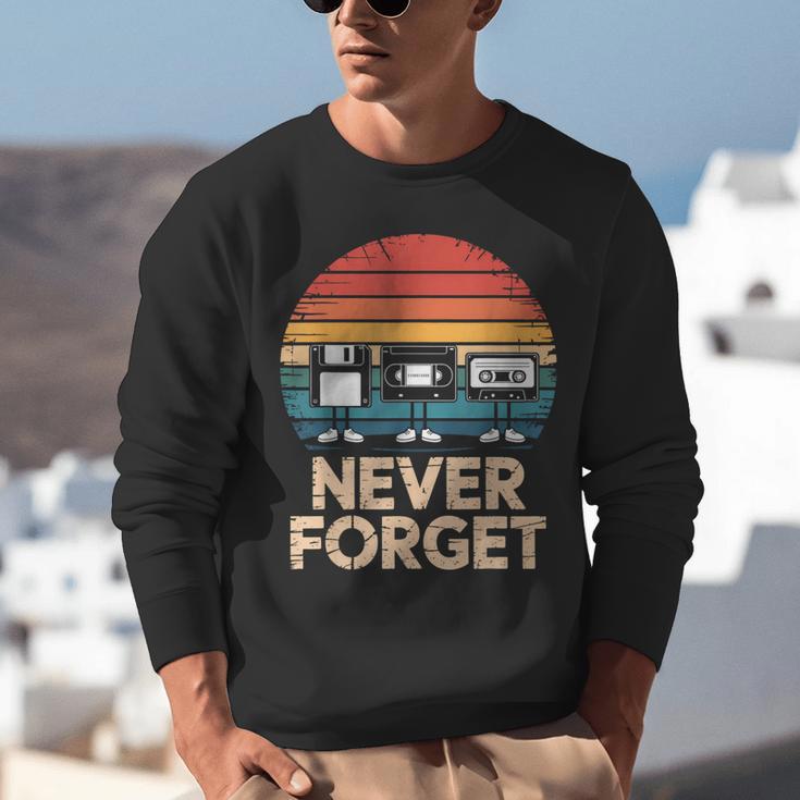 Floppy VHS Cassette Never Forget Retro 80s 90s Nostalgia Unisex Sweatshirt