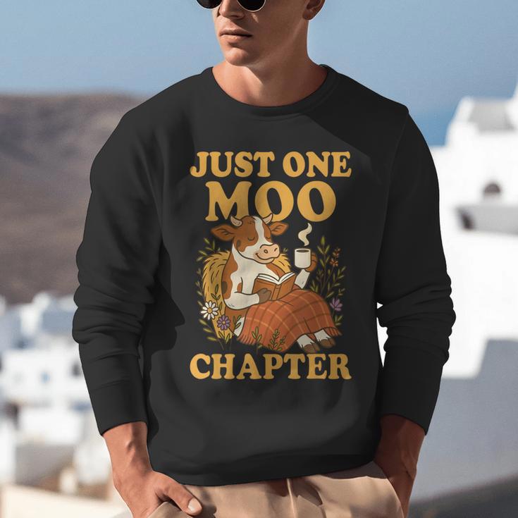 Floral Cow Reading Pun Just One More Chapter Cozy Book Lover Unisex Sweatshirt