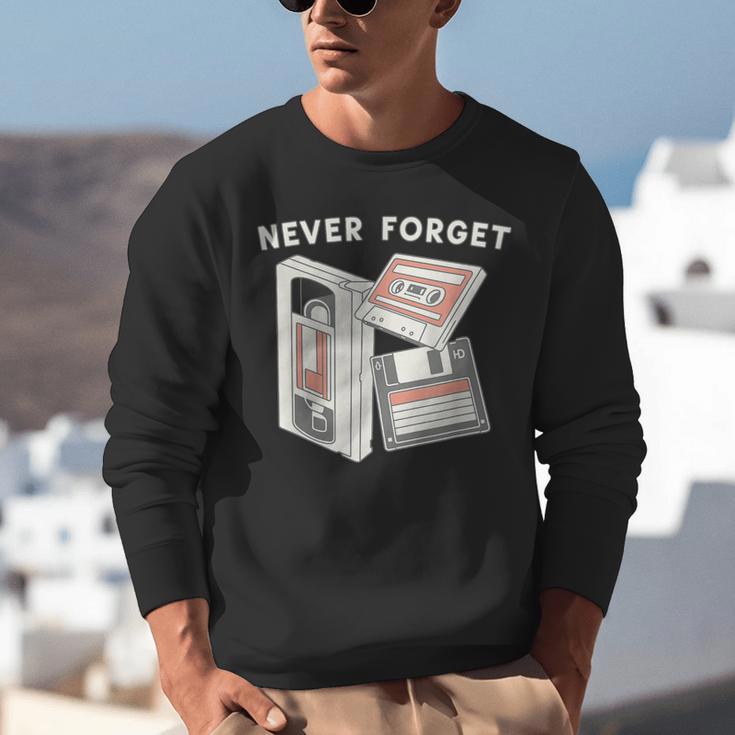 Never Forget VHS Tape Cassette Floppy Disk Nostalgia 80s 90s Unisex Sweatshirt Never Forget VHS Tape Cassette Floppy Disk Nostalgia 80s 90s Unisex Sweatshirt