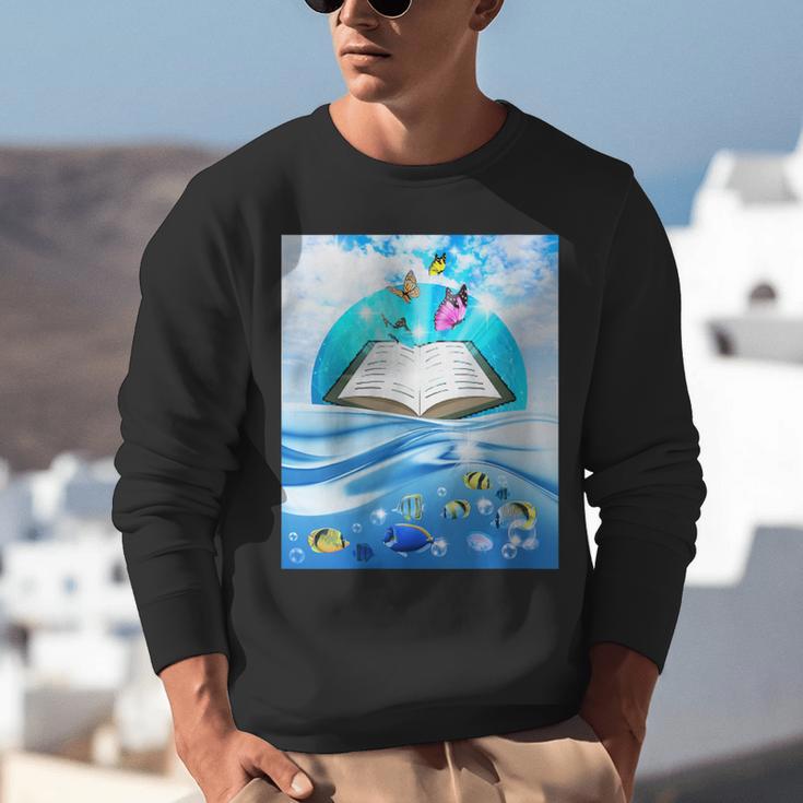 Frutiger Aero Aesthetic Tech Book Butterfly Unisex Sweatshirt