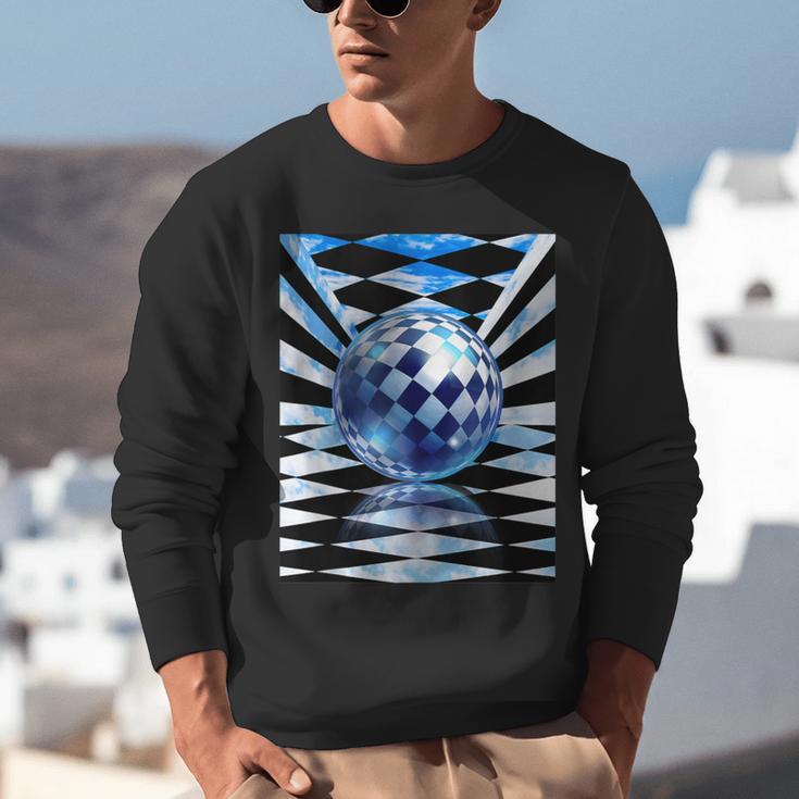 Frutiger Aero Aesthetic Tech Checkered Room Orb Sky Unisex Sweatshirt