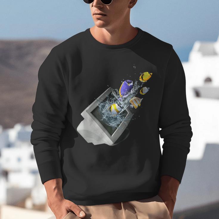 Frutiger Aero Aesthetic Tech Computer Aquarium Fishes Unisex Sweatshirt Frutiger Aero Aesthetic Tech Computer Aquarium Fishes Unisex Sweatshirt