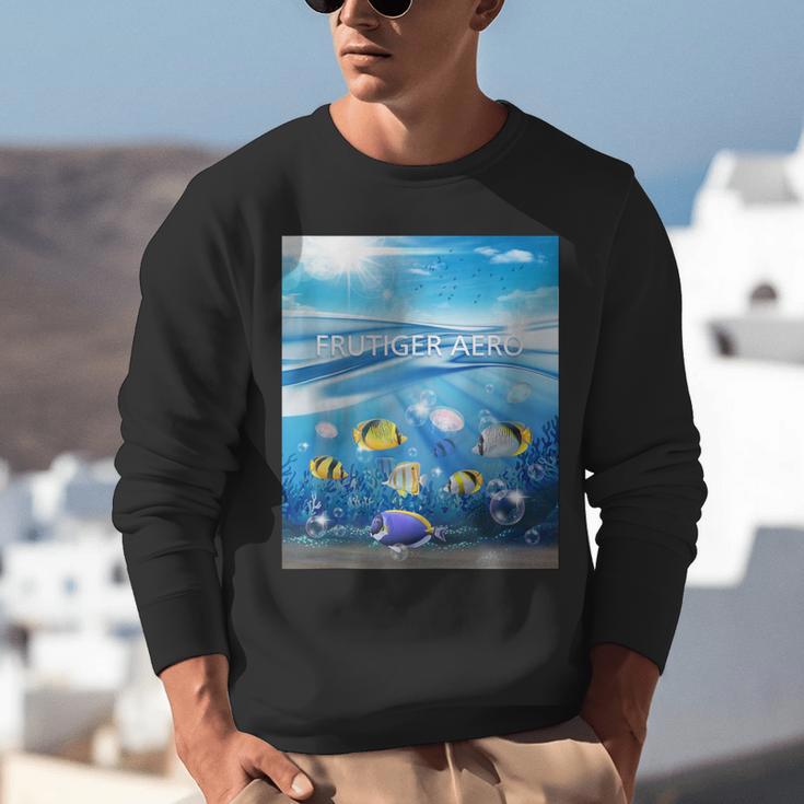Frutiger Aero Aesthetic Tech Ocean Underwater Fishes Unisex Sweatshirt Frutiger Aero Aesthetic Tech Ocean Underwater Fishes Unisex Sweatshirt