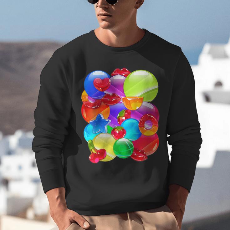 Frutiger Aero Aesthetic Tech Orb Pattern Heart Cherry Lips Unisex Sweatshirt