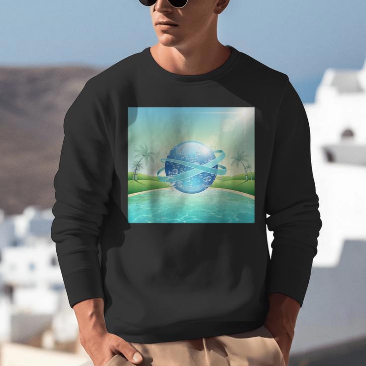 Frutiger Aero Y2k Aesthetic Palm Trees Cyber Beach World Unisex Sweatshirt