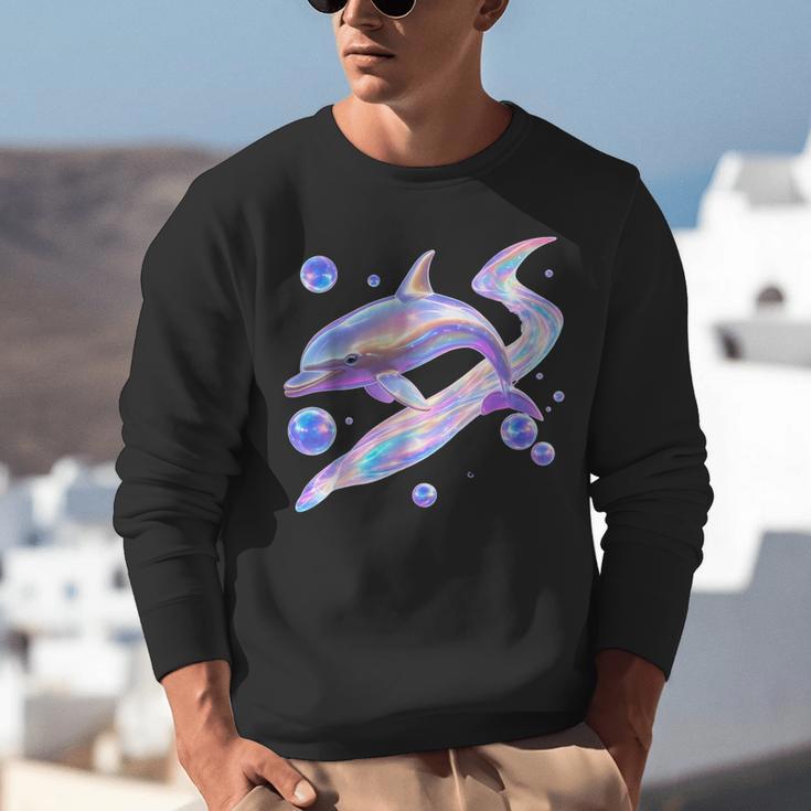 Frutiger Aero Y2K Chrome Dolphin Unisex Sweatshirt Frutiger Aero Y2K Chrome Dolphin Unisex Sweatshirt