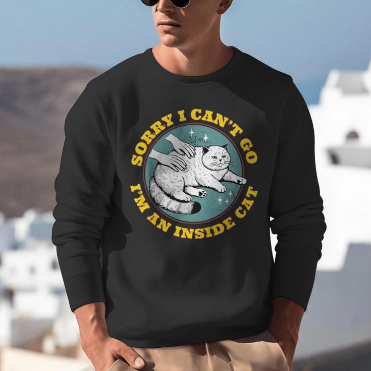 Funny Introvert Cat I Can't Go I'm An Inside Cat Homebody Unisex Sweatshirt