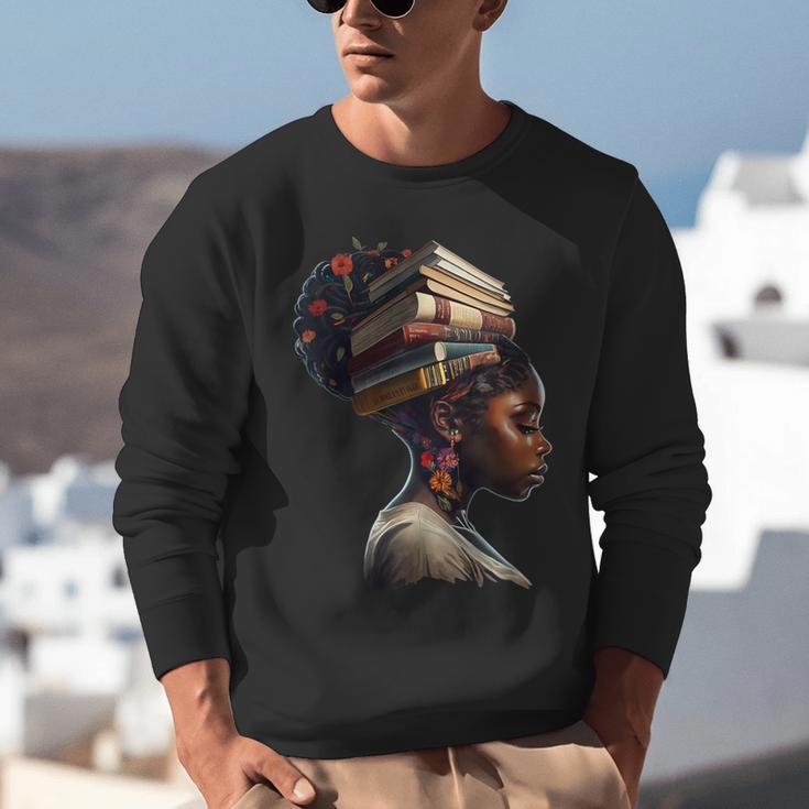 Girl Crown Of Books African Teacher Black History BHM Unisex Sweatshirt
