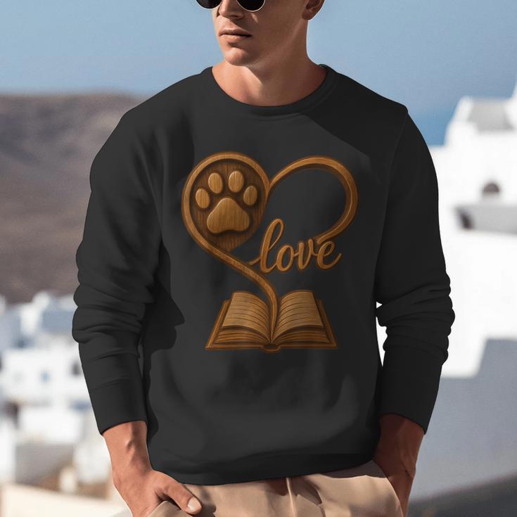 Girl Who Loves Dogs & Books Heart Dog Lover Reader Reeding Unisex Sweatshirt