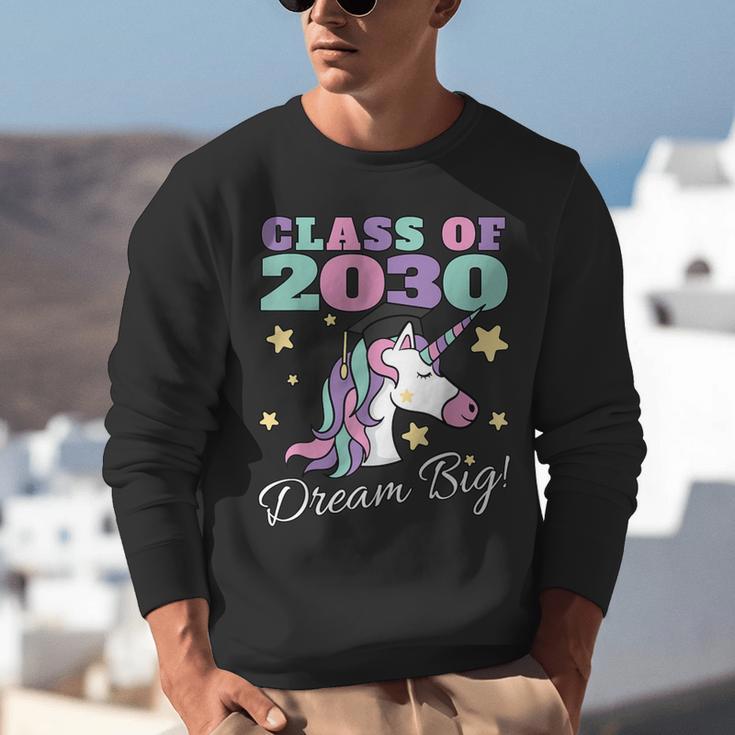 Girls Class Of 2030 Magical Unicorn Graduation Cap Unisex Sweatshirt
