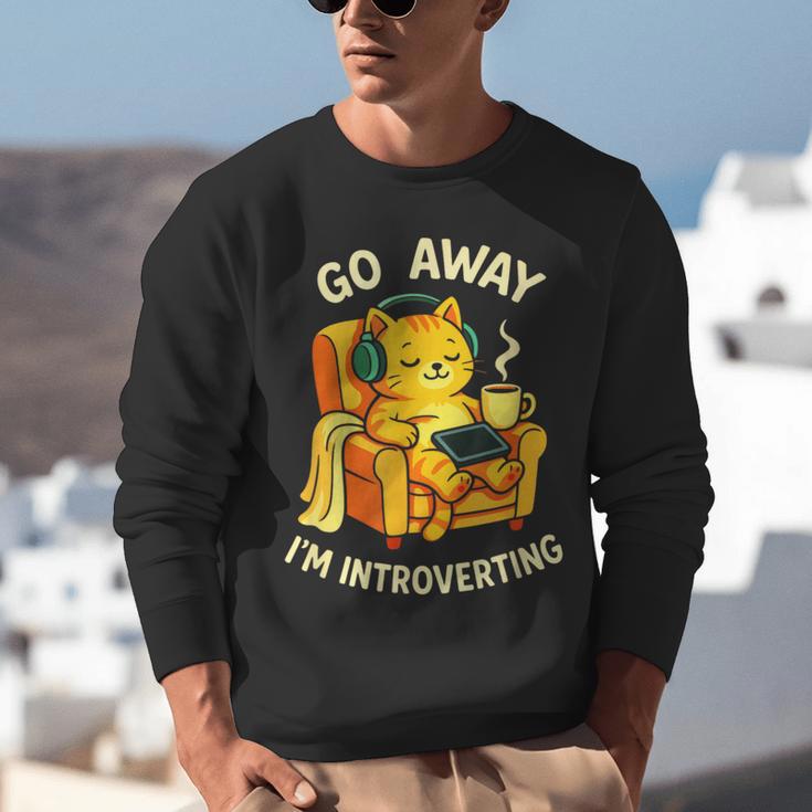 Go Away I'm Introverting Cat Coffee Headphones Unisex Sweatshirt Go Away I'm Introverting Cat Coffee Headphones Unisex Sweatshirt