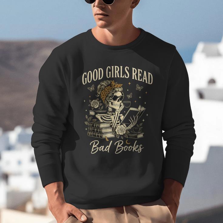 Good Girls Read Bad Books Vintage Skeleton Reader Unisex Sweatshirt Good Girls Read Bad Books Vintage Skeleton Reader Unisex Sweatshirt