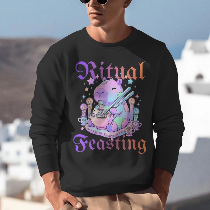 Goth Capybara Ramen Ritual Feasting Soft Introvert Art Unisex Sweatshirt Goth Capybara Ramen Ritual Feasting Soft Introvert Art Unisex Sweatshirt