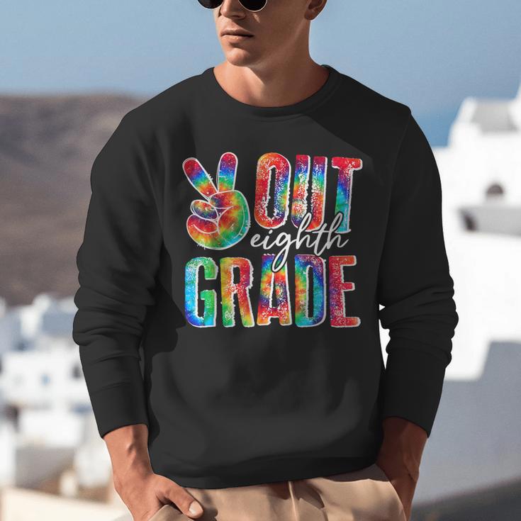Graduation Peace Sign Out Eighth Grade Tie Dye Hippie Unisex Sweatshirt
