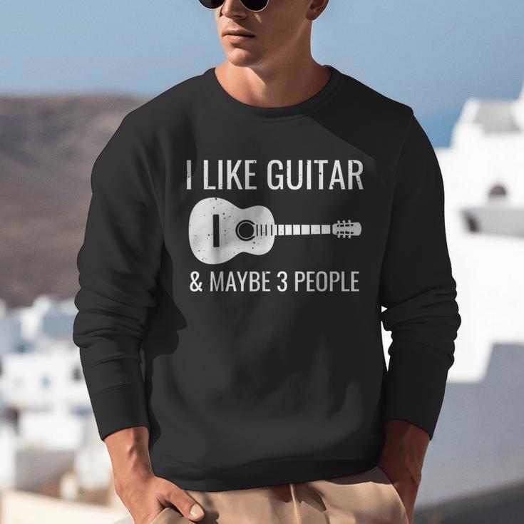I Like Guitar & Maybe 3 People Music Introvert Guitar Unisex Sweatshirt