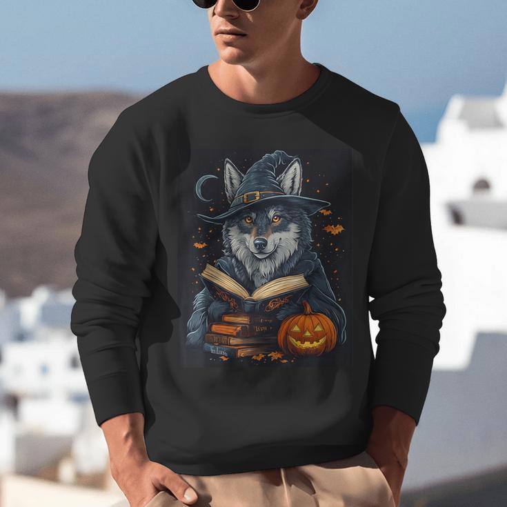 Halloween Girls Boys Cute Wolf Book Pumpkin Kids Halloween Unisex Sweatshirt