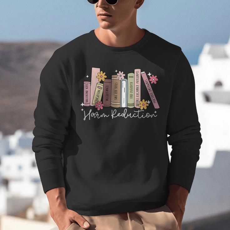 Harm Reduction Floral Book Overdose Awareness Nurse Unisex Sweatshirt