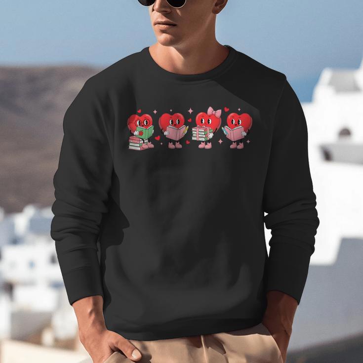 Heart Reading Books Valentine Teacher Library Book Lover Unisex Sweatshirt Heart Reading Books Valentine Teacher Library Book Lover Unisex Sweatshirt