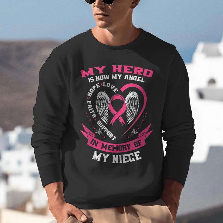 My Hero Is Now My Angel In Memory Of My Niece Breast Cancer Unisex Sweatshirt