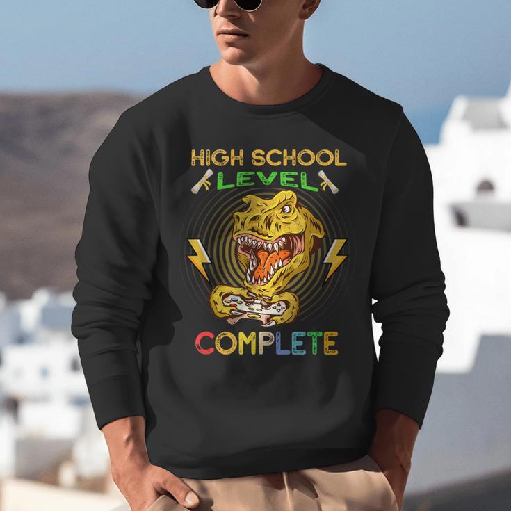 High School Level Complete Gamer Graduation Dinosaur 2021 Unisex Sweatshirt