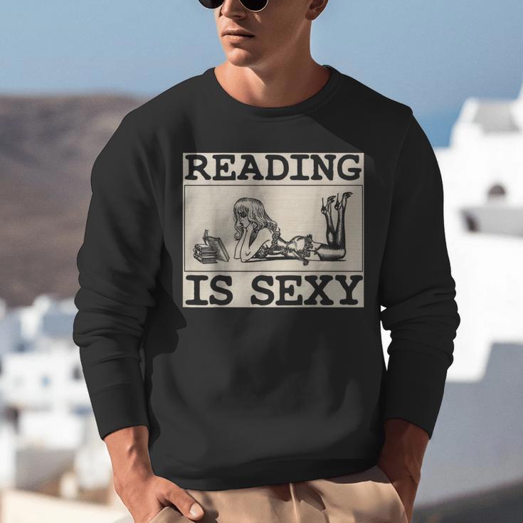 Hot Pin Up Girl Comic Book Vintage Reading Is Sexy Unisex Sweatshirt