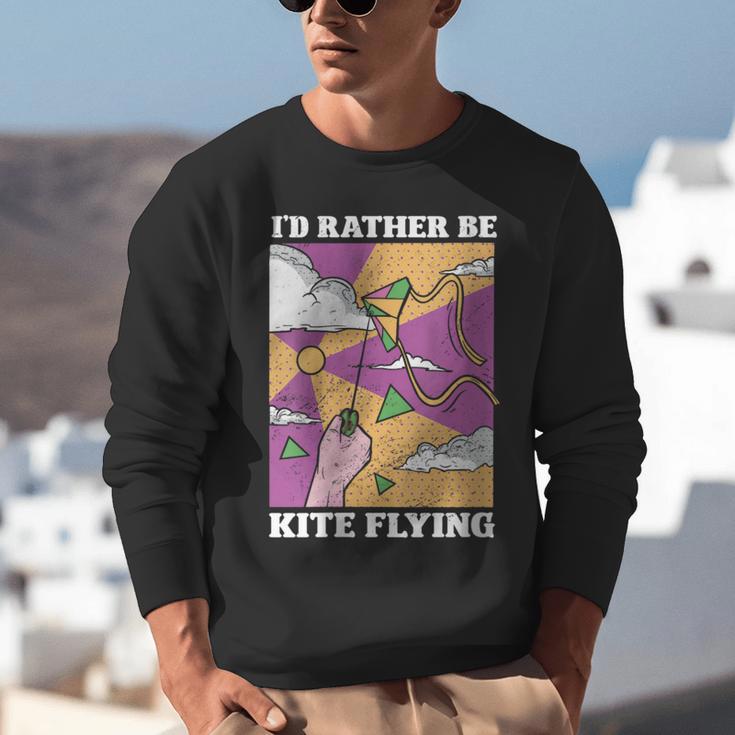 I'd Rather Be Kite Flying Throwback Hobby Memory Kite Unisex Sweatshirt