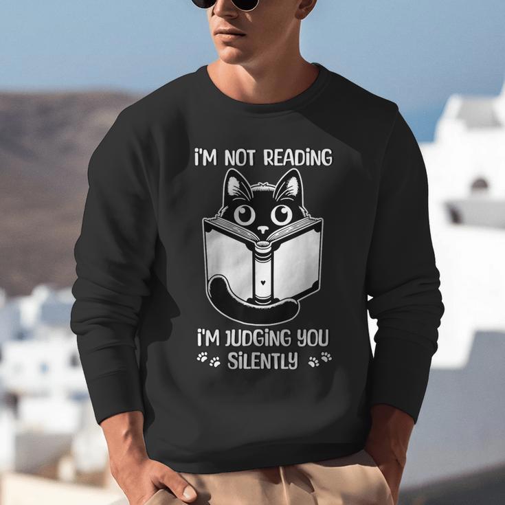 I’m Not Reading I’m Judging You Silently Fun Cat Book Lover Unisex Sweatshirt I’m Not Reading I’m Judging You Silently Fun Cat Book Lover Unisex Sweatshirt