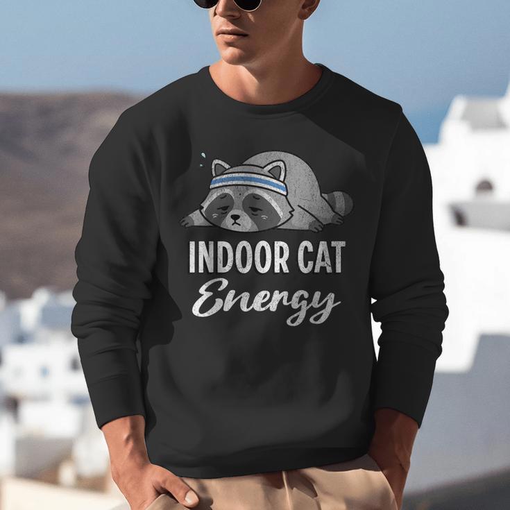 Indoor Cat Energy Raccoon Introvert Anti Social Mascot Unisex Sweatshirt Indoor Cat Energy Raccoon Introvert Anti Social Mascot Unisex Sweatshirt
