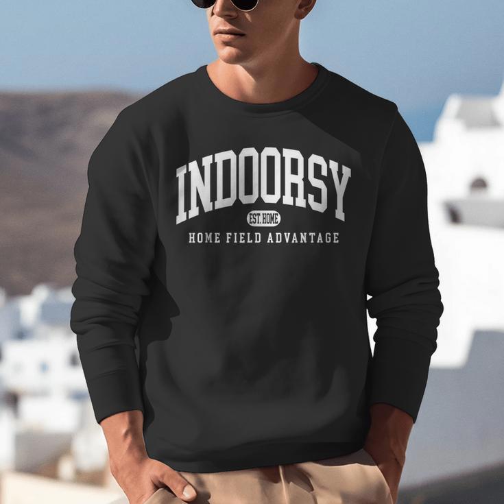 Indoorsy Vintage Varsity Style Introvert Unisex Sweatshirt Indoorsy Vintage Varsity Style Introvert Unisex Sweatshirt