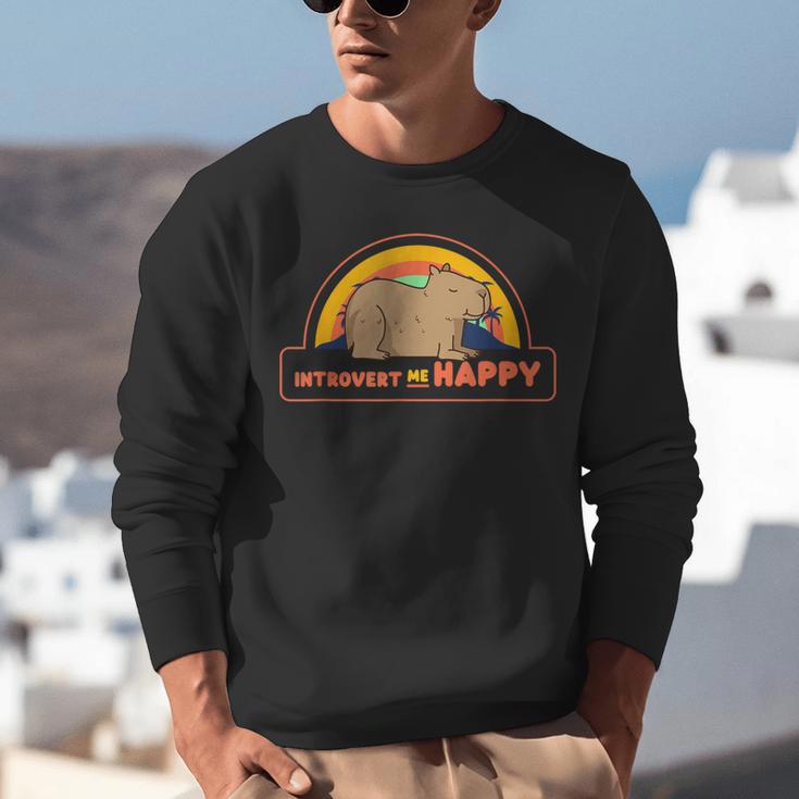 Introvert Me Happy Retro Sunset Capybara Tee Unisex Sweatshirt Introvert Me Happy Retro Sunset Capybara Tee Unisex Sweatshirt