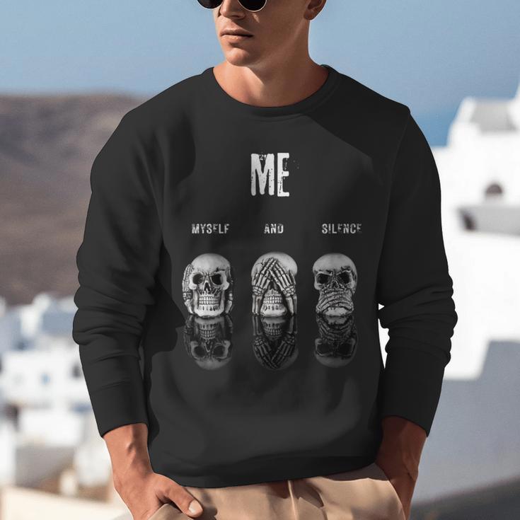 Introvert Relaxation Me Myself And Silence Skulls Unisex Sweatshirt