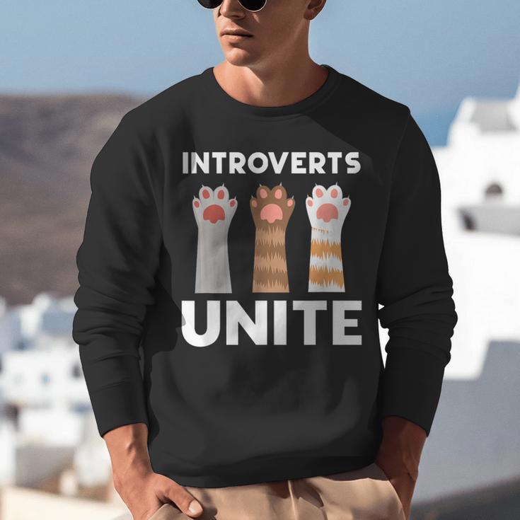 Introvert Unite Kitty Paws Raise Introverted Gathering Unisex Sweatshirt Introvert Unite Kitty Paws Raise Introverted Gathering Unisex Sweatshirt