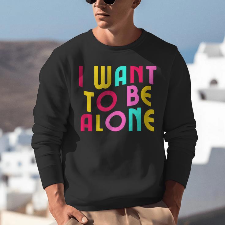 Introvert I Want To Be Alone Retro Wavy Unisex Sweatshirt
