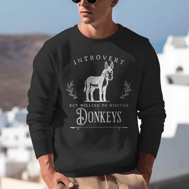 Introvert But Willing To Discuss Donkeys Vintage Retro Unisex Sweatshirt