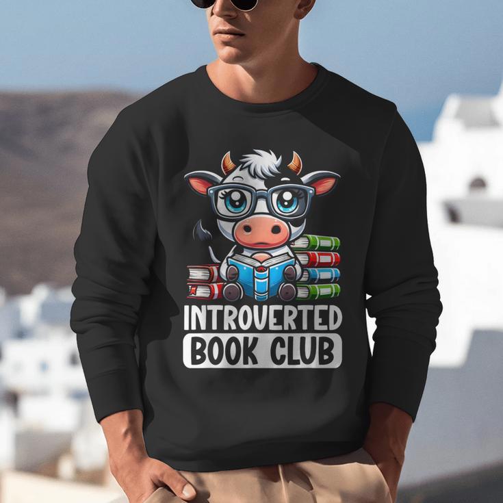 Introverted Book Club Reading Lover Cow Unisex Sweatshirt Introverted Book Club Reading Lover Cow Unisex Sweatshirt