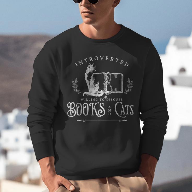 Introverted Willing To Discuss Cats And Books Unisex Sweatshirt