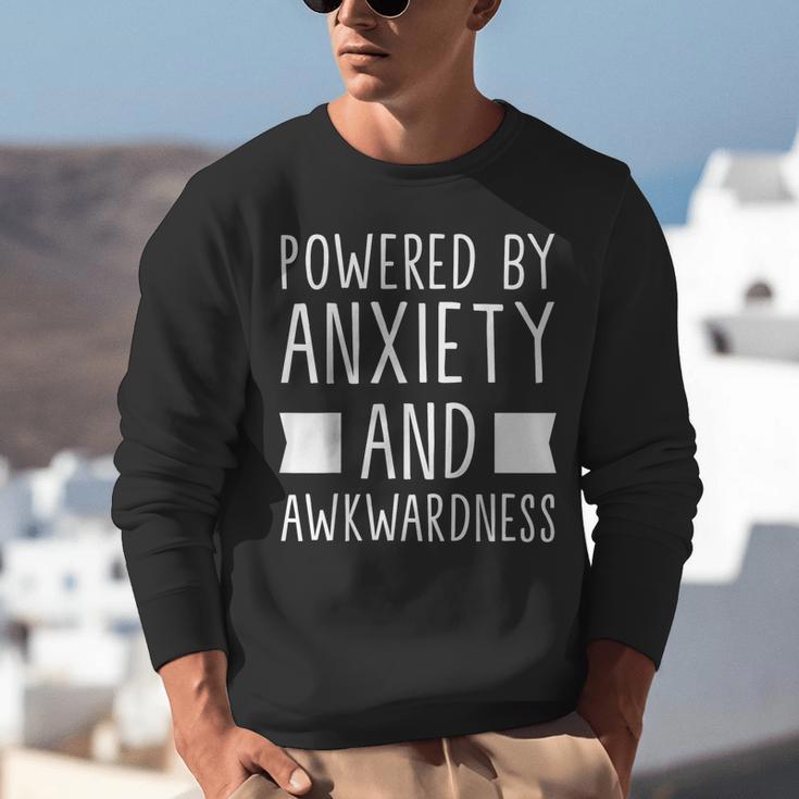 Introverts Social Anxiety Powered By Anxiety And Awkwardness Unisex Sweatshirt Introverts Social Anxiety Powered By Anxiety And Awkwardness Unisex Sweatshirt