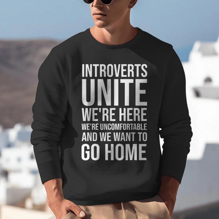 Introverts Unite We'Re Here We'Re Uncomfortable Unisex Sweatshirt Introverts Unite We'Re Here We'Re Uncomfortable Unisex Sweatshirt