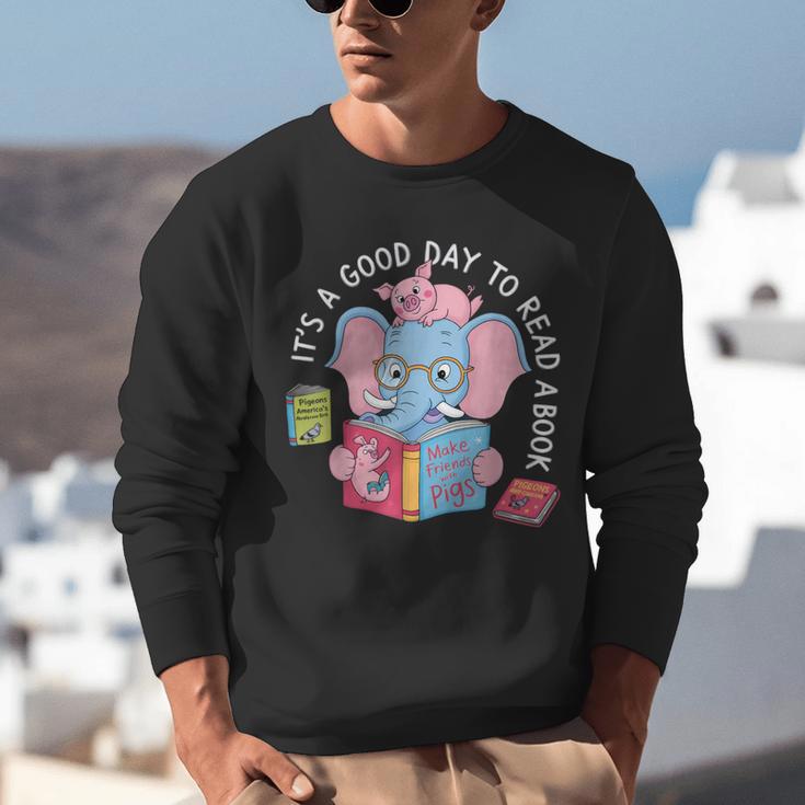 Its A Good Day To Read A Book Cute Elephant And Pig Edition Unisex Sweatshirt Its A Good Day To Read A Book Cute Elephant And Pig Edition Unisex Sweatshirt