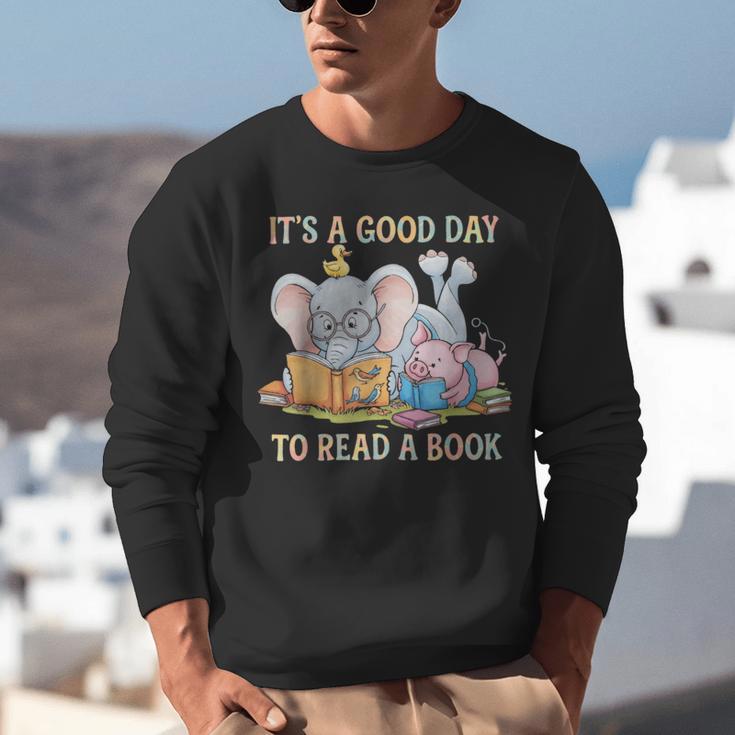Its A Good Day To Read A Book Cute Pig & Elephant Adventure Unisex Sweatshirt Its A Good Day To Read A Book Cute Pig & Elephant Adventure Unisex Sweatshirt