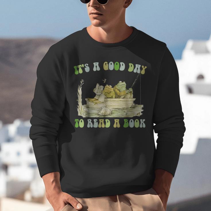 It's A Good Day To Read A Book Shirt Frog Reading Book Unisex Sweatshirt