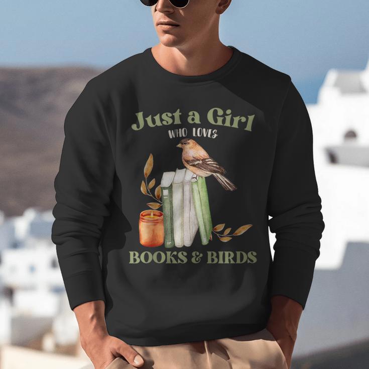 Just a Girl Who Loves Books And Birds Book Reading Bird Love Unisex Sweatshirt