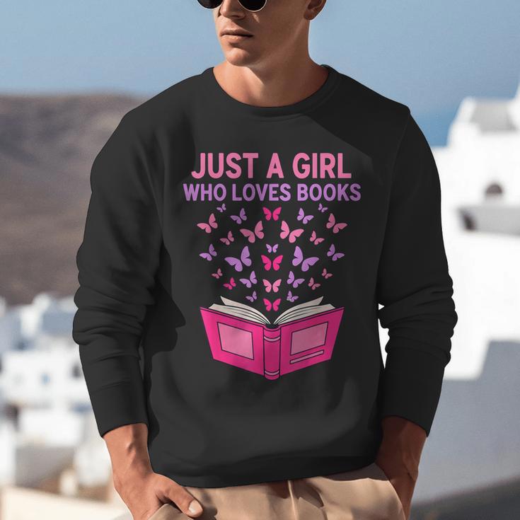 Just A Girl Who Loves Books Butterflies Reading Unisex Sweatshirt
