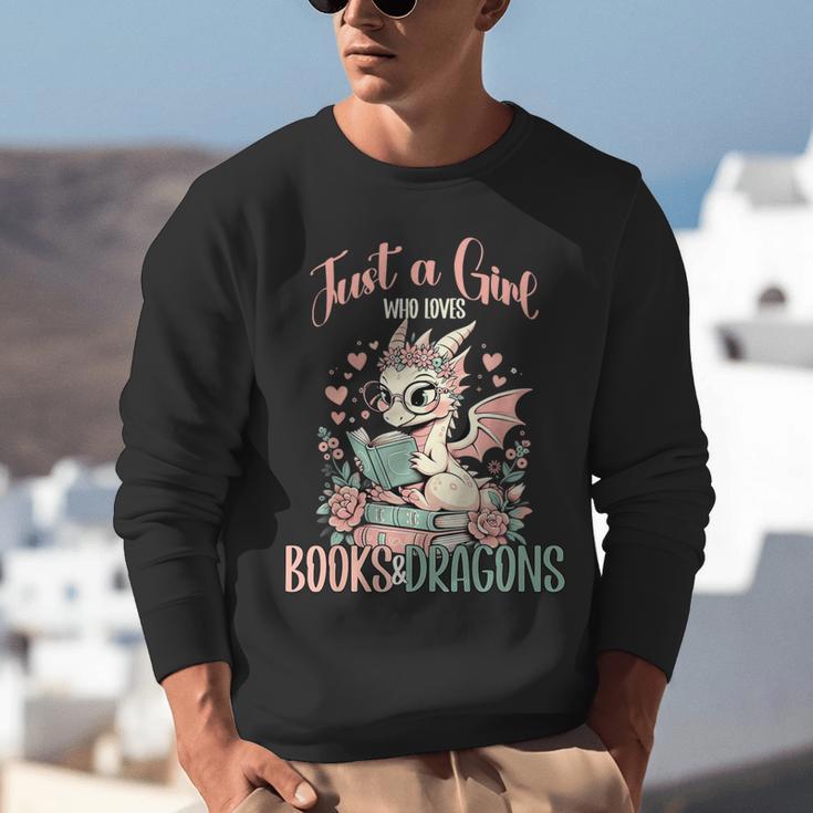 Just a Girl Who Loves Books And Dragons Book Dragon Lover Unisex Sweatshirt