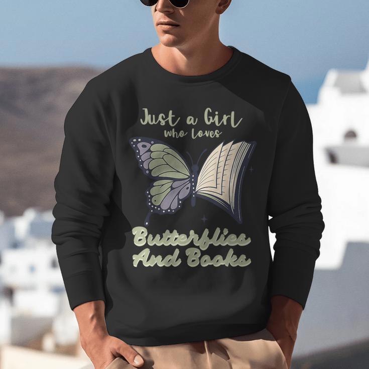 Just a Girl Who Loves Butterflies And Books Butterfly Unisex Sweatshirt Just a Girl Who Loves Butterflies And Books Butterfly Unisex Sweatshirt